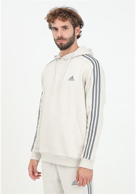 Felpa con cappuccio Essentials Fleece 3-Stripes beige da uomo ADIDAS PERFORMANCE | IX0163.